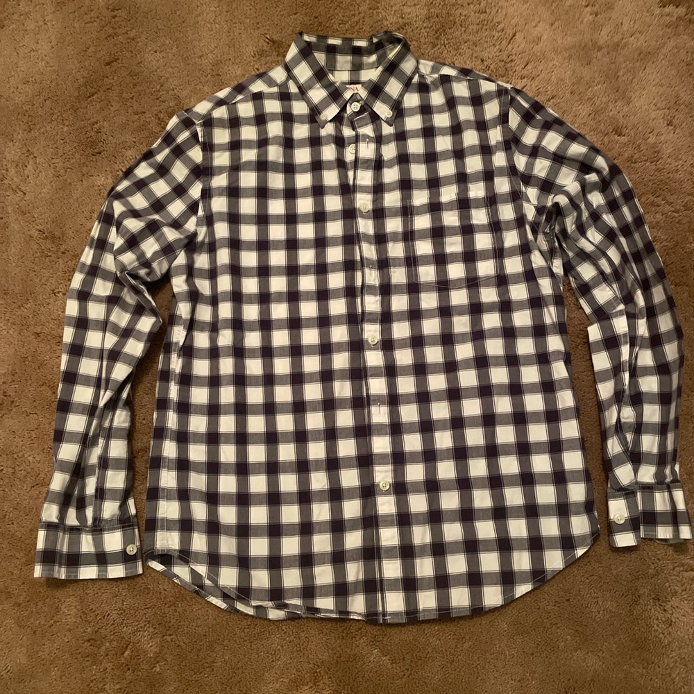 Merona Navy and White Plaid Men's Shirt